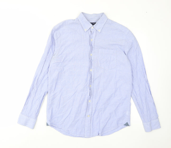 Gap Mens Blue Cotton Button-Up Size M Collared Button - Pocket