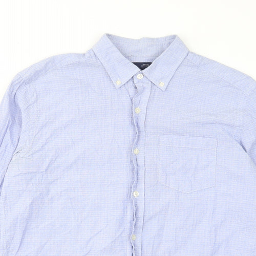 Gap Mens Blue Cotton Button-Up Size M Collared Button - Pocket