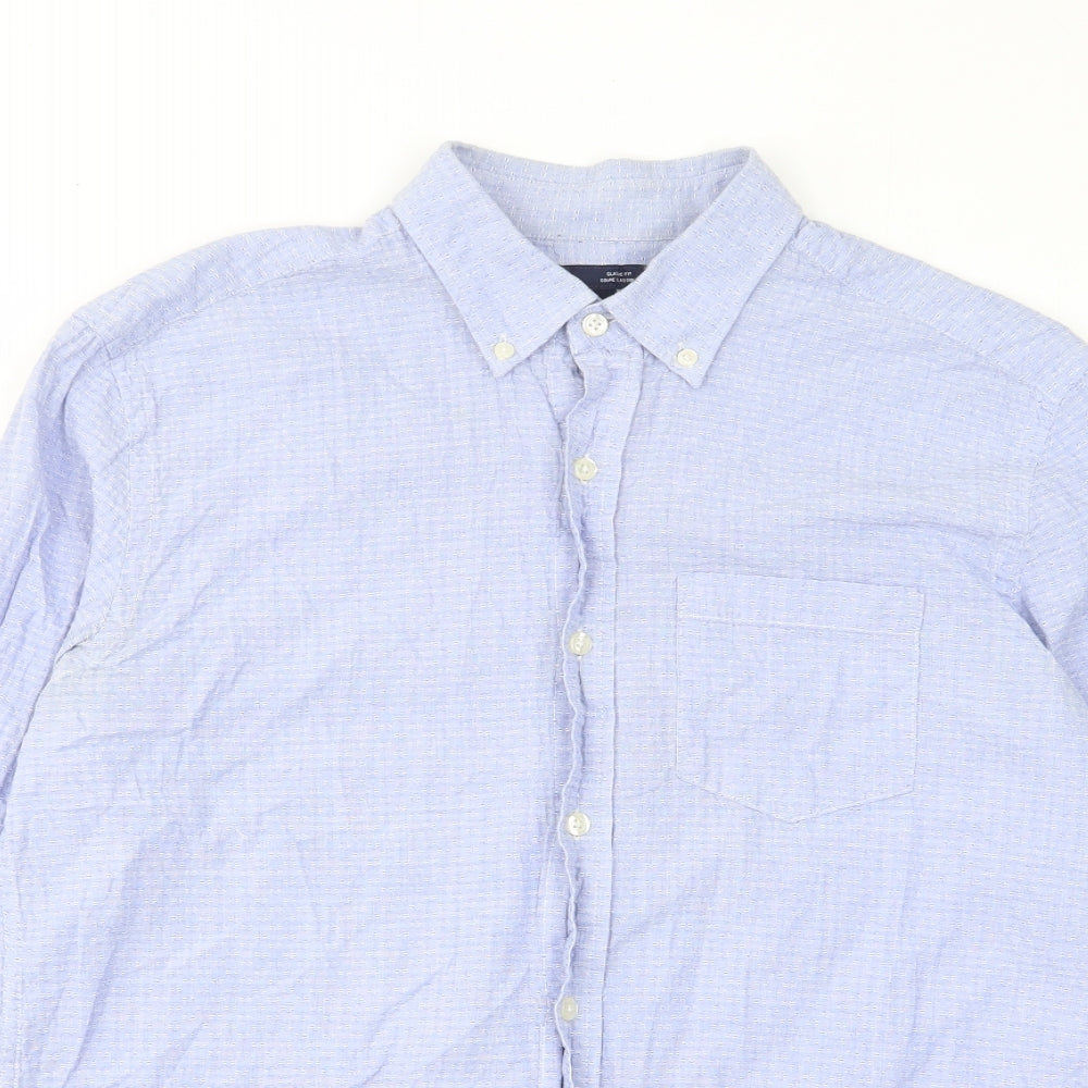 Gap Mens Blue Cotton Button-Up Size M Collared Button - Pocket