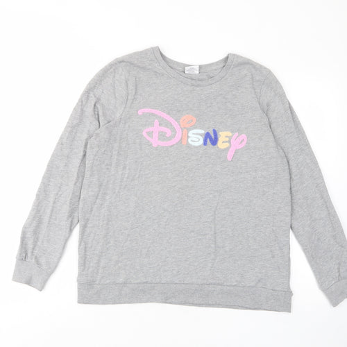 Disney Womens Grey Cotton Pullover Sweatshirt Size L Pullover - Embroided
