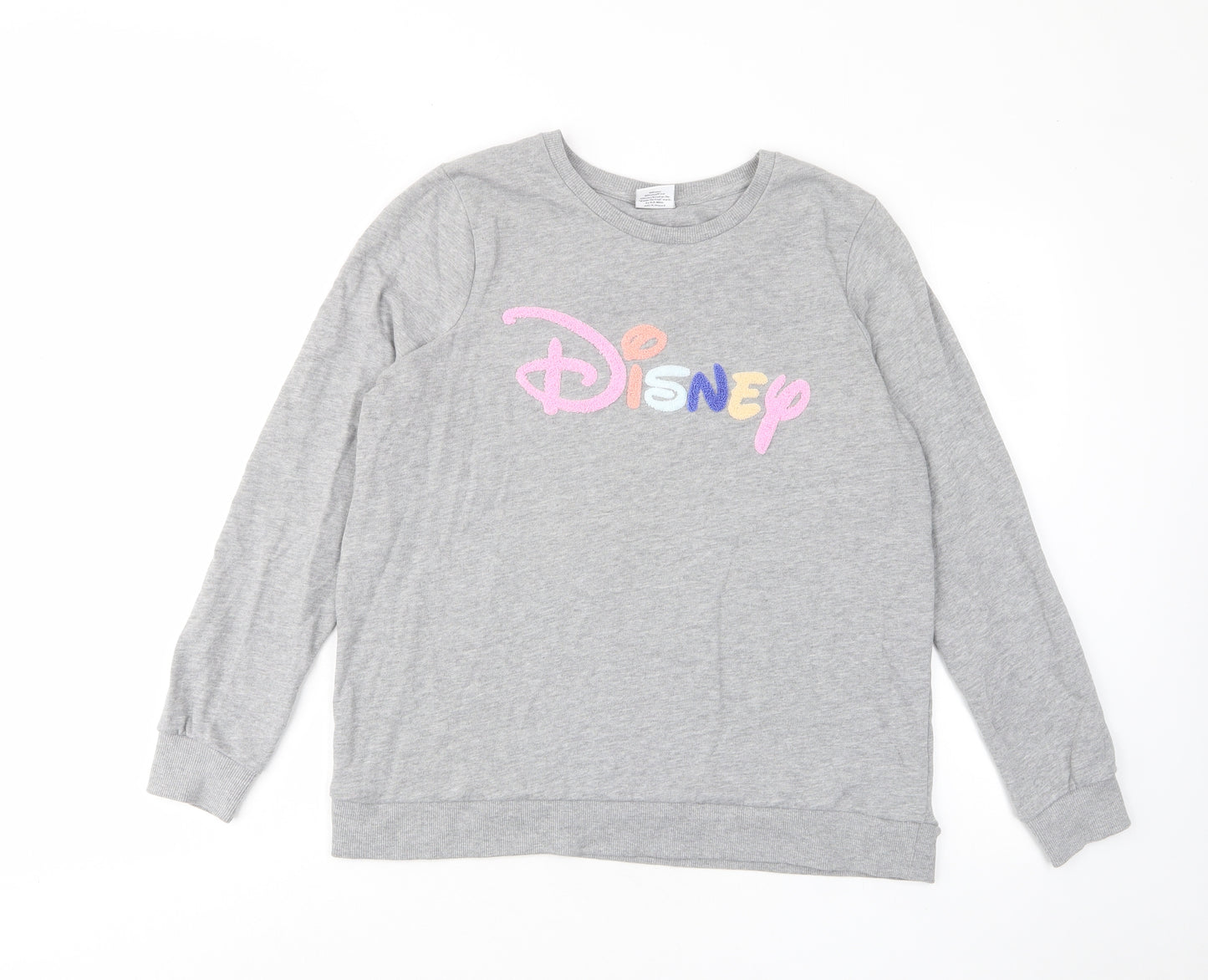 Disney Womens Grey Cotton Pullover Sweatshirt Size L Pullover - Embroided