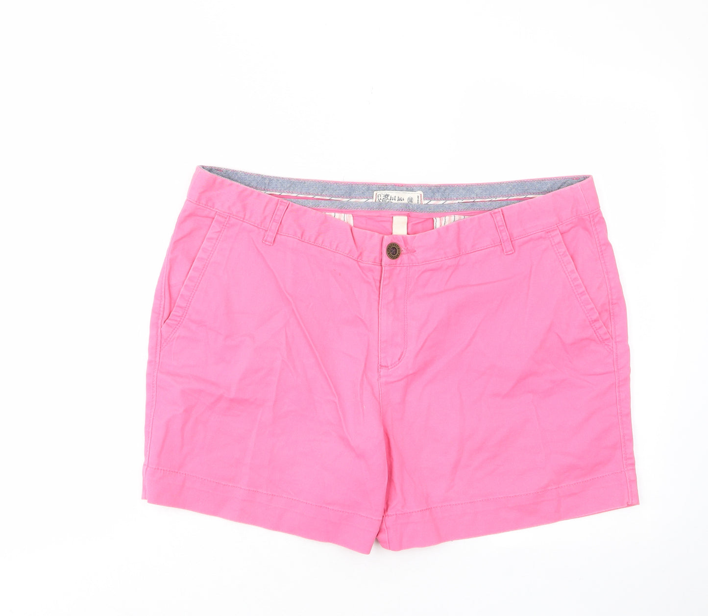 Fat Face Womens Pink Cotton Chino Shorts Size 18 L6 in Regular Zip - Pockets, Belt Loops, Logo, Embroided