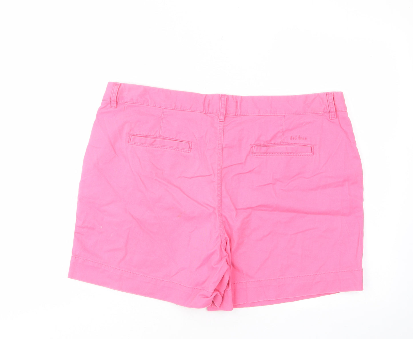 Fat Face Womens Pink Cotton Chino Shorts Size 18 L6 in Regular Zip - Pockets, Belt Loops, Logo, Embroided