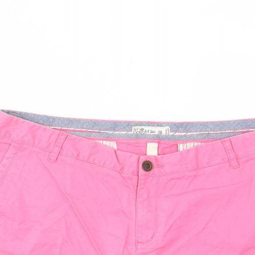 Fat Face Womens Pink Cotton Chino Shorts Size 18 L6 in Regular Zip - Pockets, Belt Loops, Logo, Embroided
