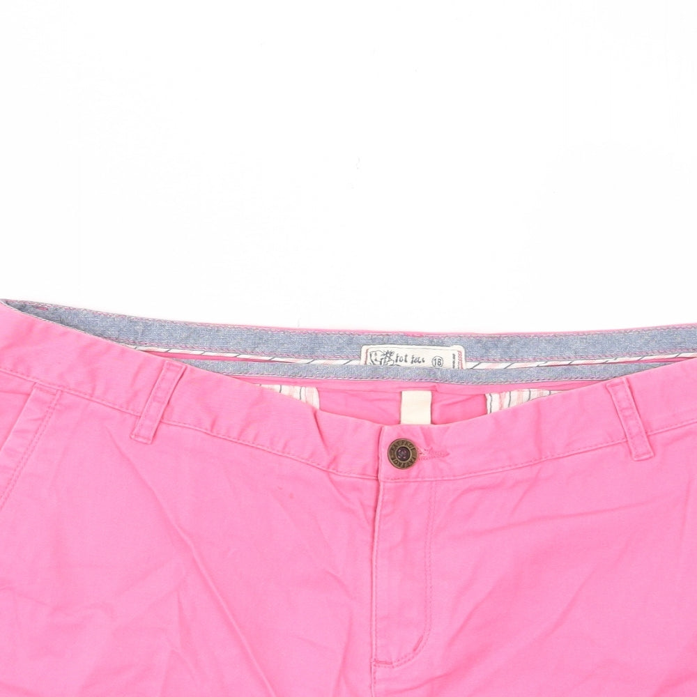 Fat Face Womens Pink Cotton Chino Shorts Size 18 L6 in Regular Zip - Pockets, Belt Loops, Logo, Embroided