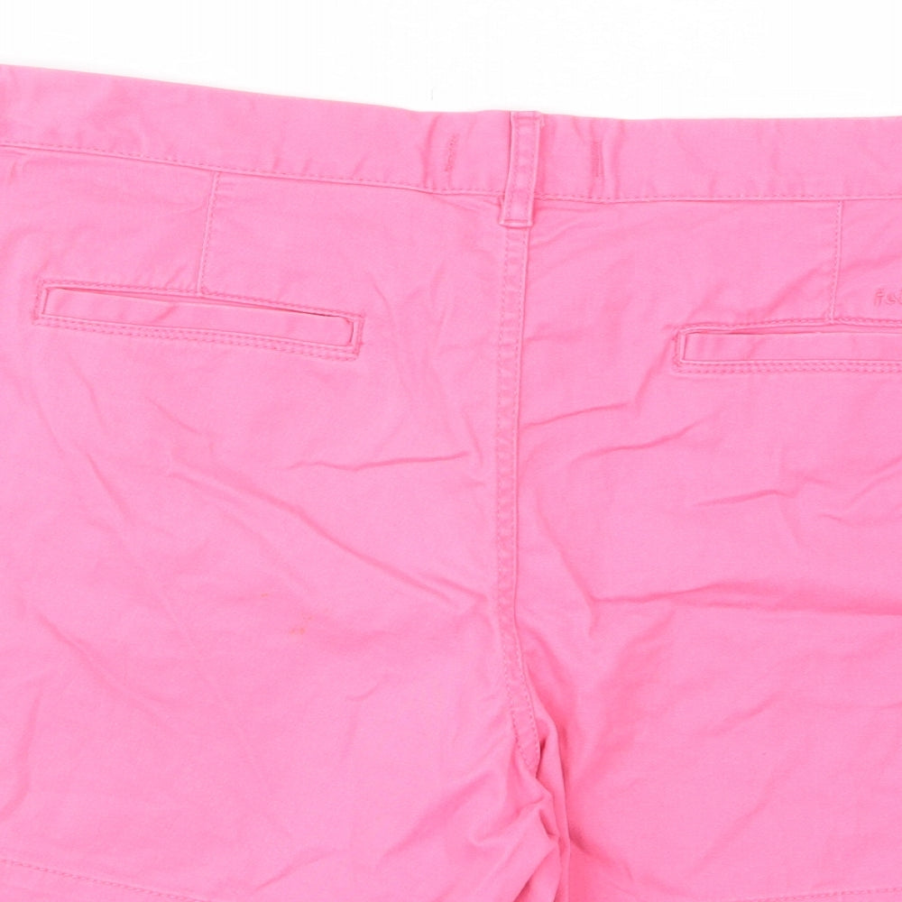 Fat Face Womens Pink Cotton Chino Shorts Size 18 L6 in Regular Zip - Pockets, Belt Loops, Logo, Embroided