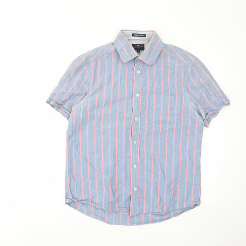 Blue Harbour Mens Blue Striped Cotton Button-Up Size S Collared Button - Pocket