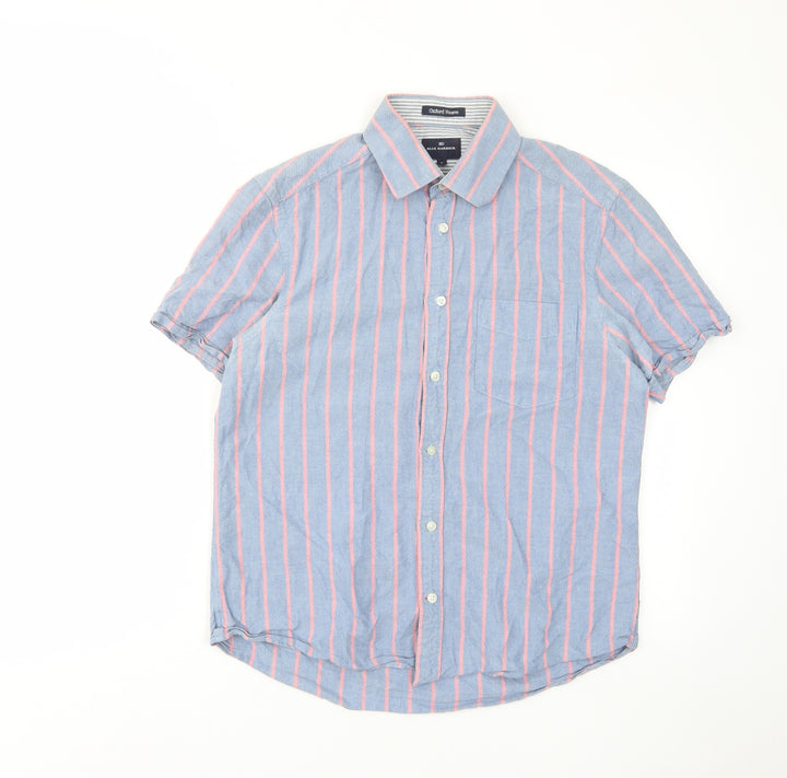 Blue Harbour Mens Blue Striped Cotton Button-Up Size S Collared Button - Pocket