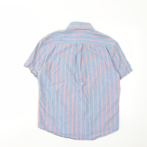 Blue Harbour Mens Blue Striped Cotton Button-Up Size S Collared Button - Pocket