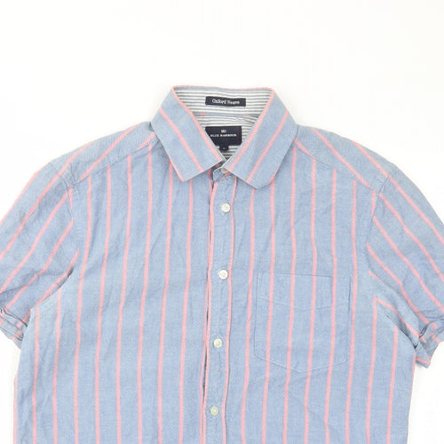 Blue Harbour Mens Blue Striped Cotton Button-Up Size S Collared Button - Pocket