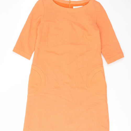 Goat Womens Orange Polyester Shift Size 10 Boat Neck Zip - Pockets