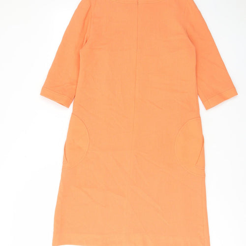 Goat Womens Orange Polyester Shift Size 10 Boat Neck Zip - Pockets