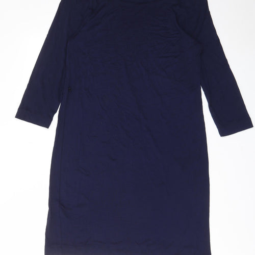 Mango Womens Blue Viscose Shift Size L Off the Shoulder Pullover