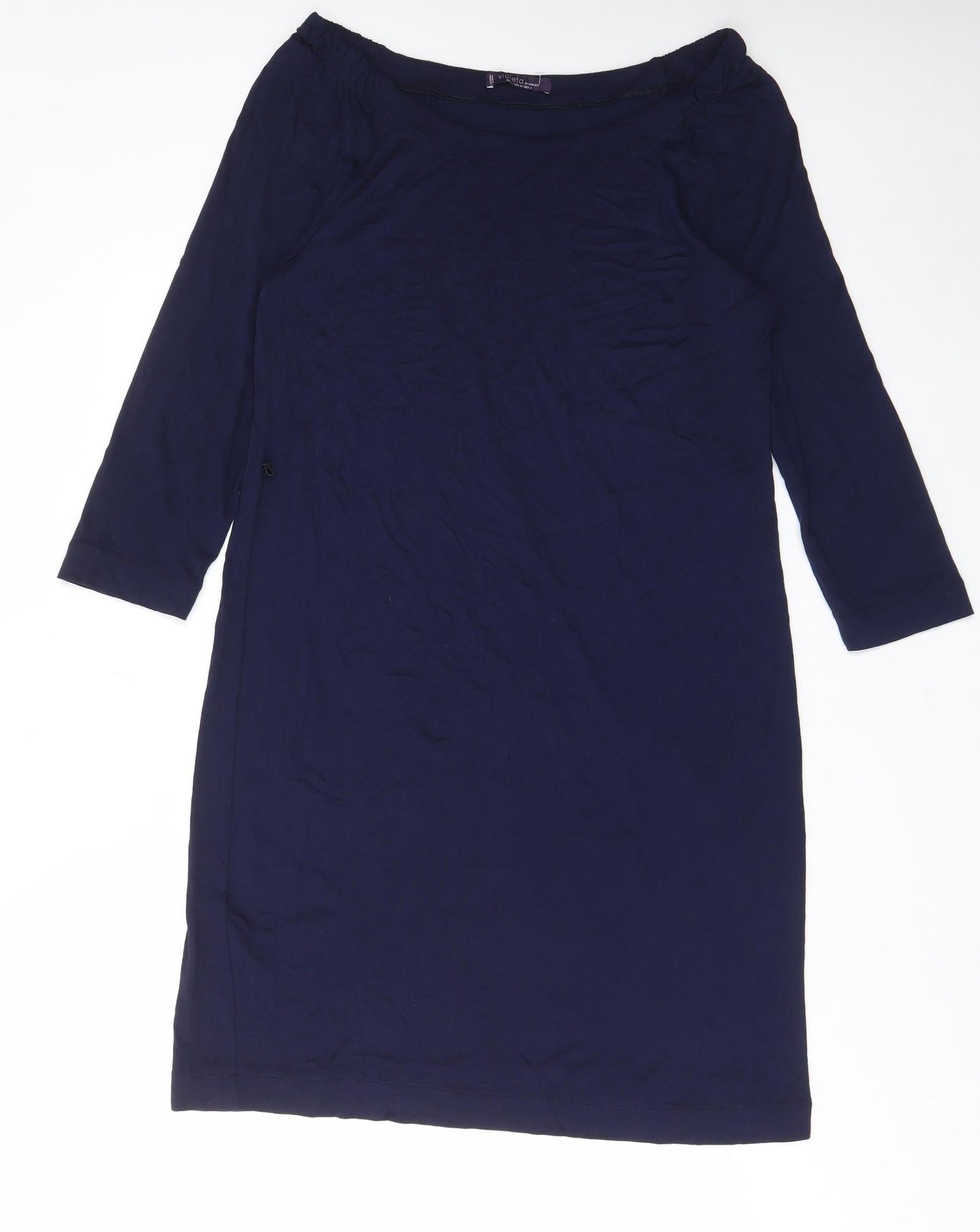 Mango Womens Blue Viscose Shift Size L Off the Shoulder Pullover