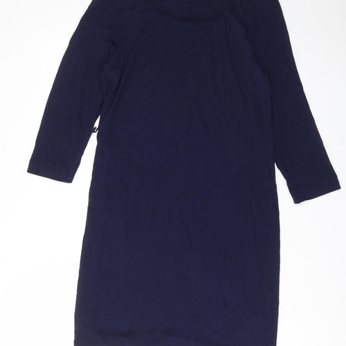 Mango Womens Blue Viscose Shift Size L Off the Shoulder Pullover