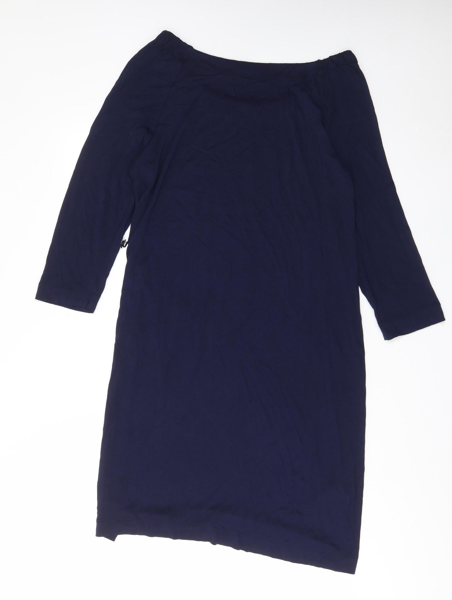 Mango Womens Blue Viscose Shift Size L Off the Shoulder Pullover