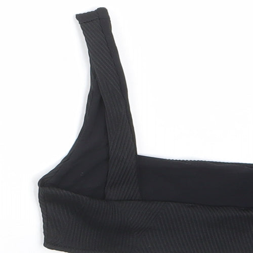 Strada Womens Black Polyester Cropped Tank Size S Square Neck