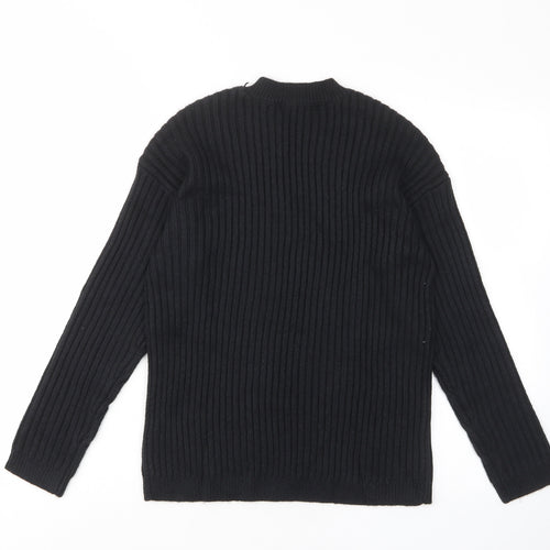 Marks and Spencer Womens Black Crew Neck Polyester Pullover Jumper Size XS - Stretch