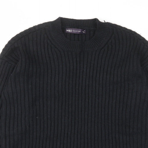 Marks and Spencer Womens Black Crew Neck Polyester Pullover Jumper Size XS - Stretch