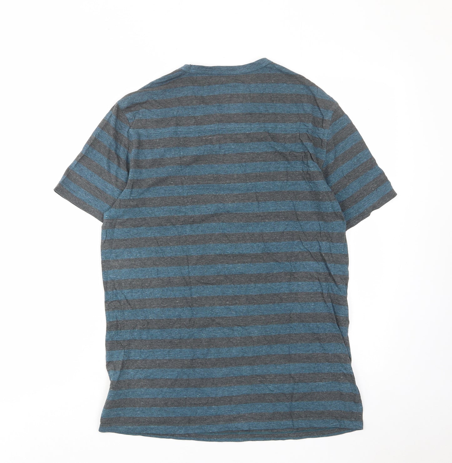 Gap Mens Blue Striped Cotton T-Shirt Size M Crew Neck