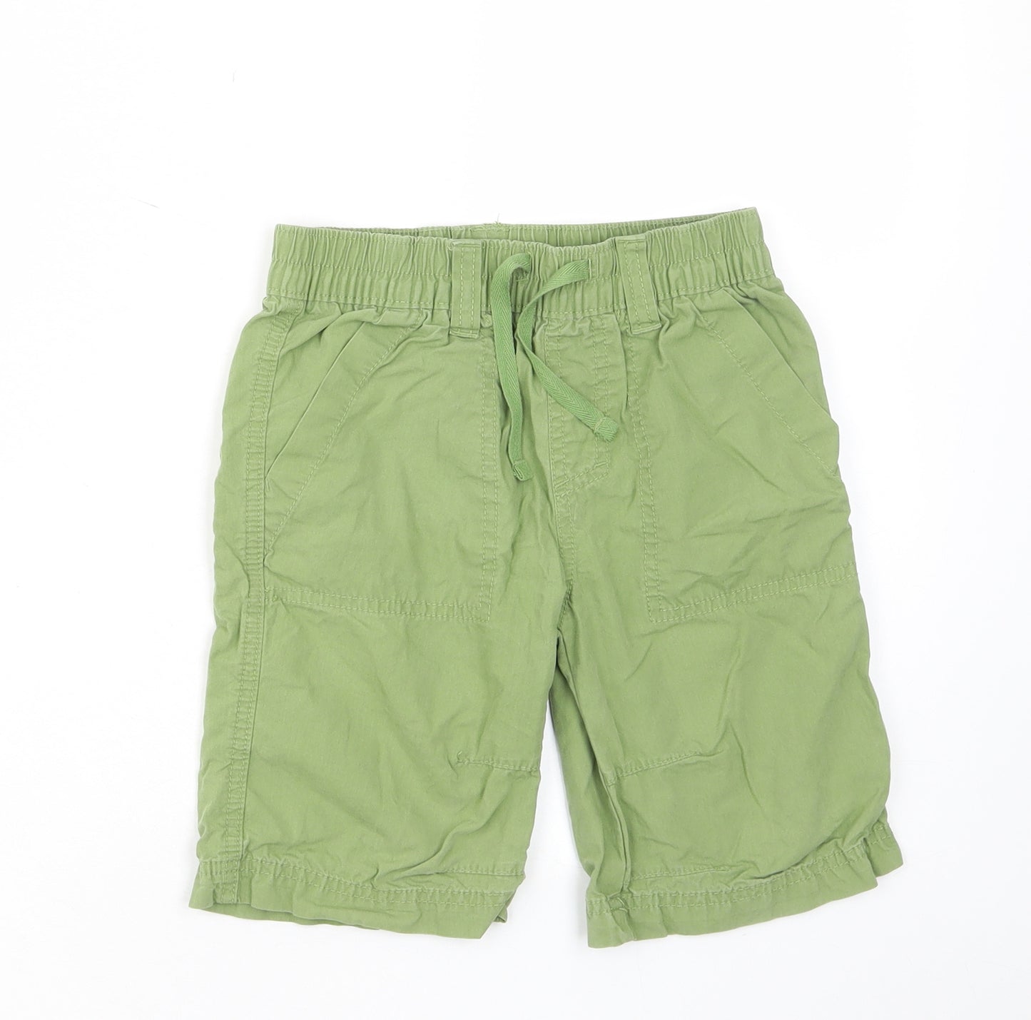 NEXT Boys Green Cotton Bermuda Shorts Size 6 Years L8 in Regular Zip - Pockets, Belt Loops