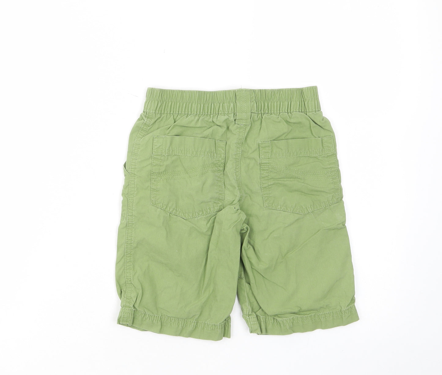 NEXT Boys Green Cotton Bermuda Shorts Size 6 Years L8 in Regular Zip - Pockets, Belt Loops