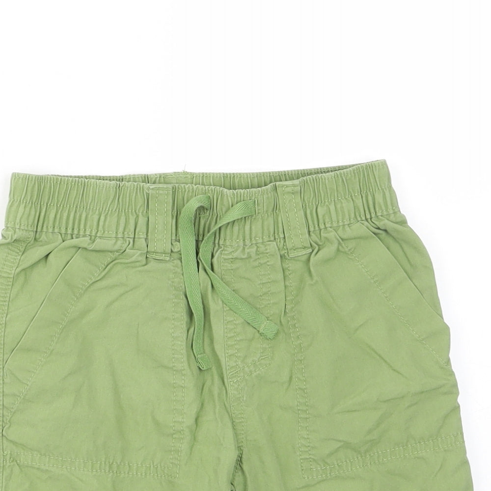 NEXT Boys Green Cotton Bermuda Shorts Size 6 Years L8 in Regular Zip - Pockets, Belt Loops