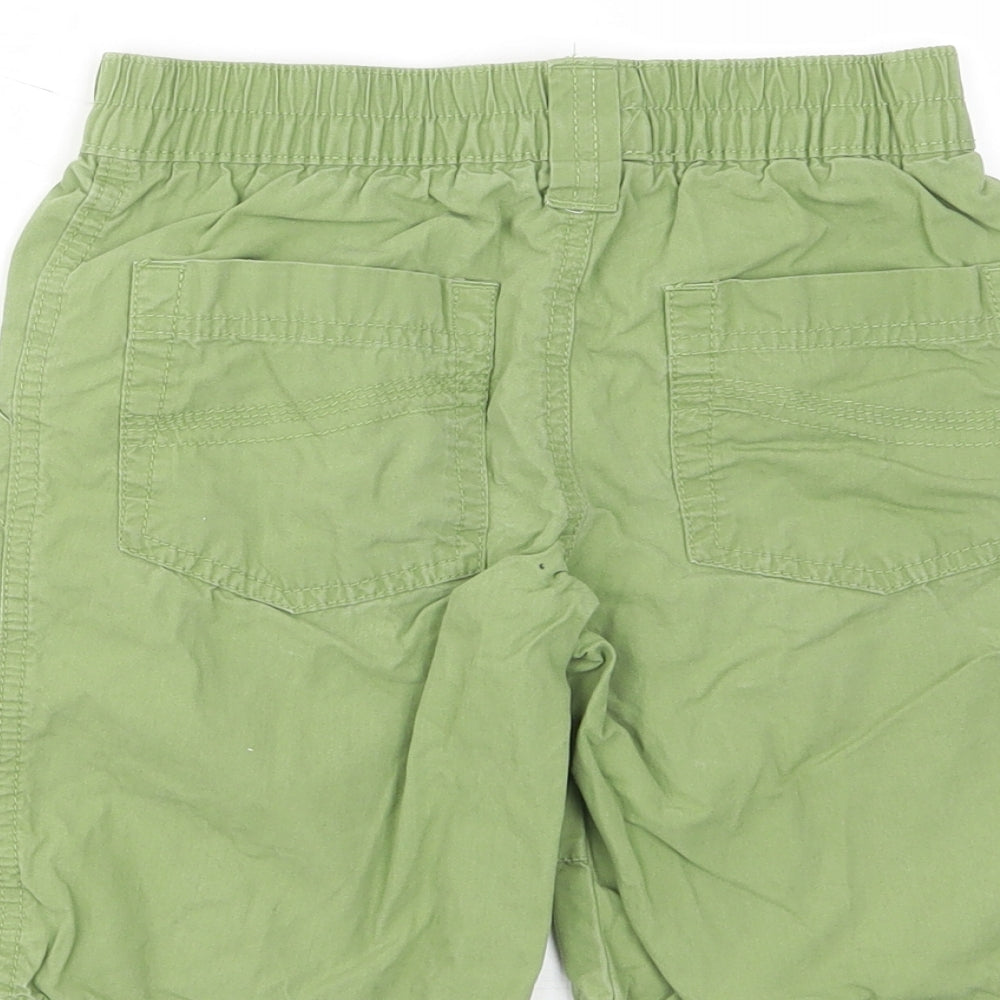 NEXT Boys Green Cotton Bermuda Shorts Size 6 Years L8 in Regular Zip - Pockets, Belt Loops