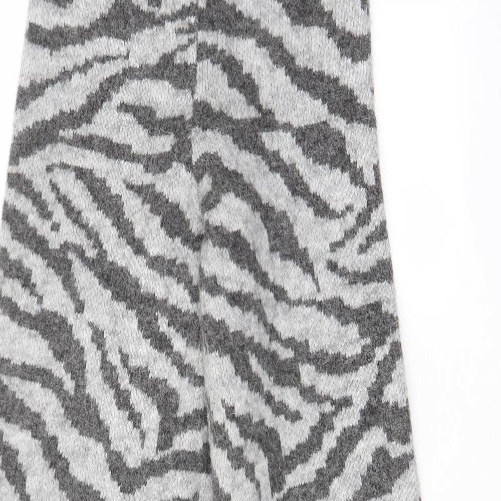 Zara Womens Grey Animal Print Acrylic Trousers Size S L31 in Regular