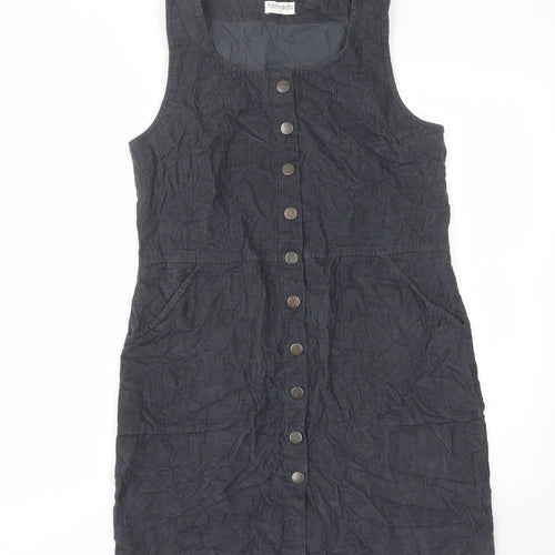 Nomad Womens Blue Cotton Shift Size 8 Scoop Neck Button - Pockets