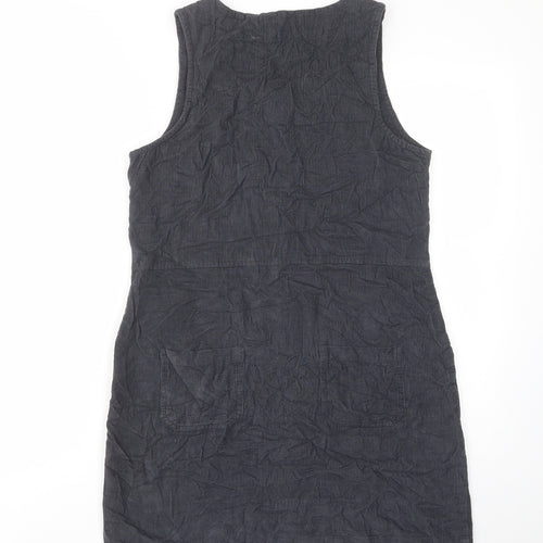 Nomad Womens Blue Cotton Shift Size 8 Scoop Neck Button - Pockets