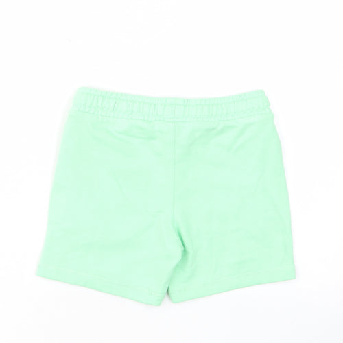 Marks and Spencer Boys Green Cotton Bermuda Shorts Size 4-5 Years Regular Drawstring - Pockets, Elastic waist