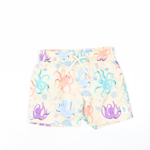 Marks and Spencer Baby Multicoloured Geometric Polyester Cropped Trousers Size 12-18 Months Drawstring - Jellyfish, Swim Short