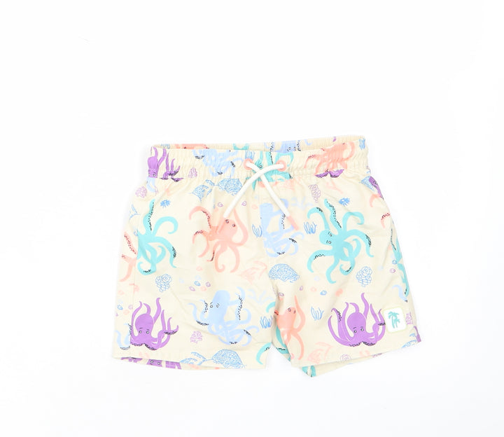 Marks and Spencer Baby Multicoloured Geometric Polyester Cropped Trousers Size 12-18 Months Drawstring - Jellyfish, Swim Short