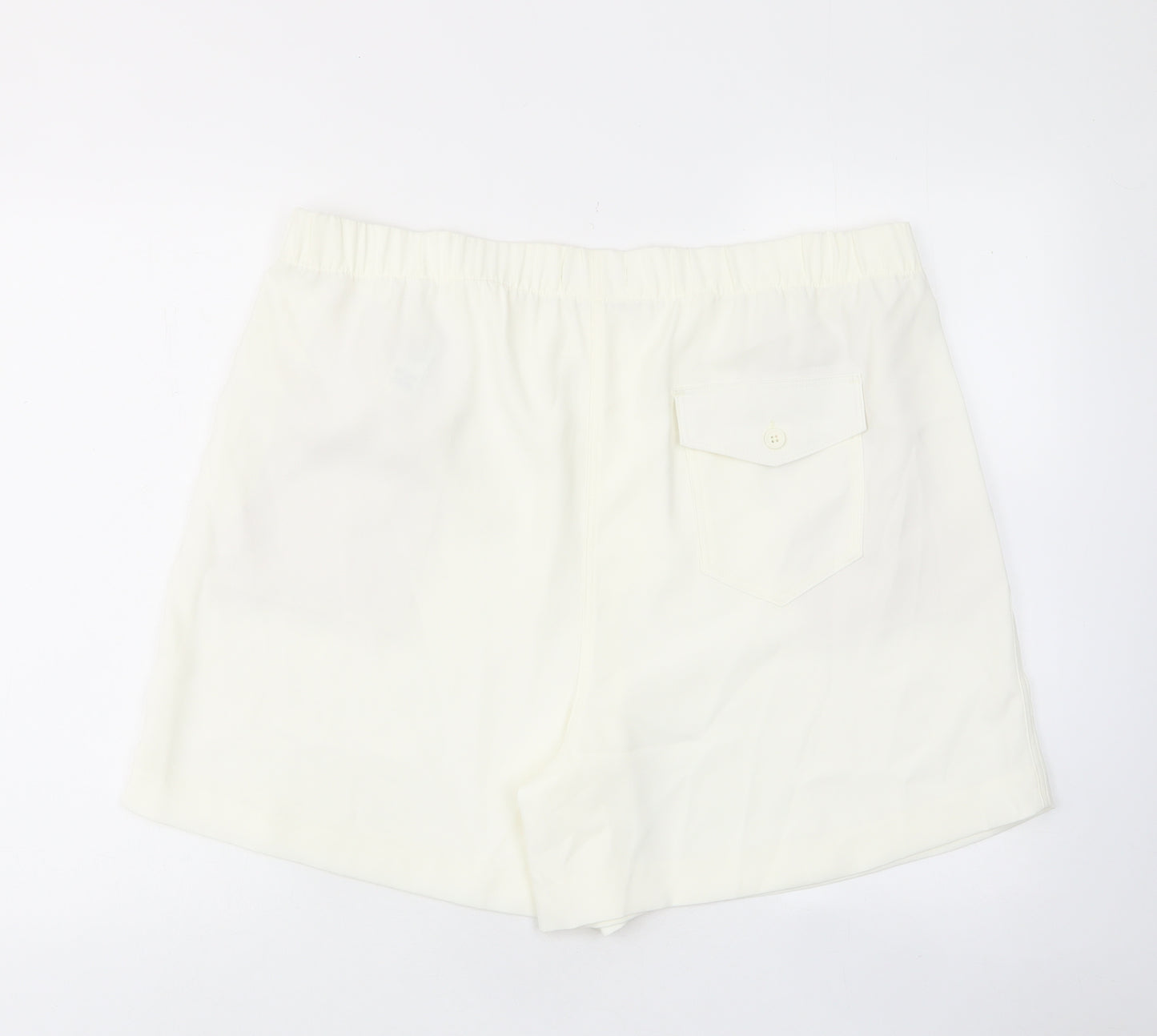 Marks and Spencer Womens Ivory Polyester Bermuda Shorts Size 20 L7 in Regular Pull On - Pockets, Elastic waist