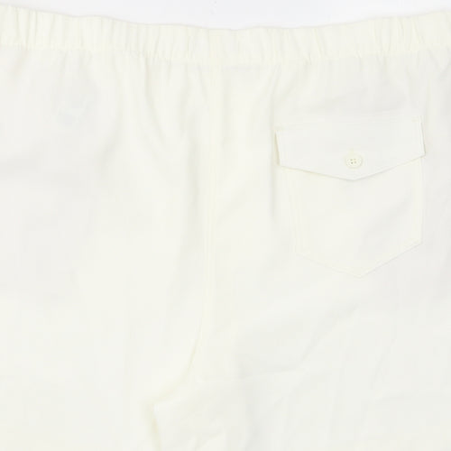 Marks and Spencer Womens Ivory Polyester Bermuda Shorts Size 20 L7 in Regular Pull On - Pockets, Elastic waist