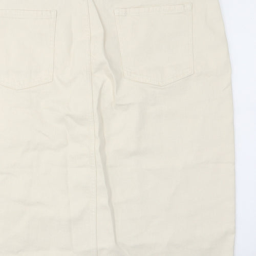 Per Una Womens Beige Cotton A-Line Skirt Size 22 Zip - Pockets, Belt Loops