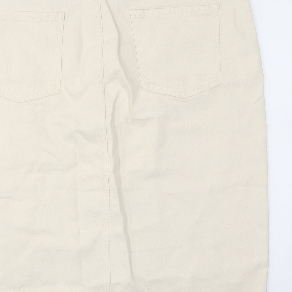 Per Una Womens Beige Cotton A-Line Skirt Size 22 Zip - Pockets, Belt Loops