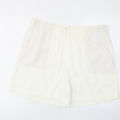 Marks and Spencer Womens Ivory Polyester Basic Shorts Size 20 L7 in Regular Pull On - Elastic waist, Pockets