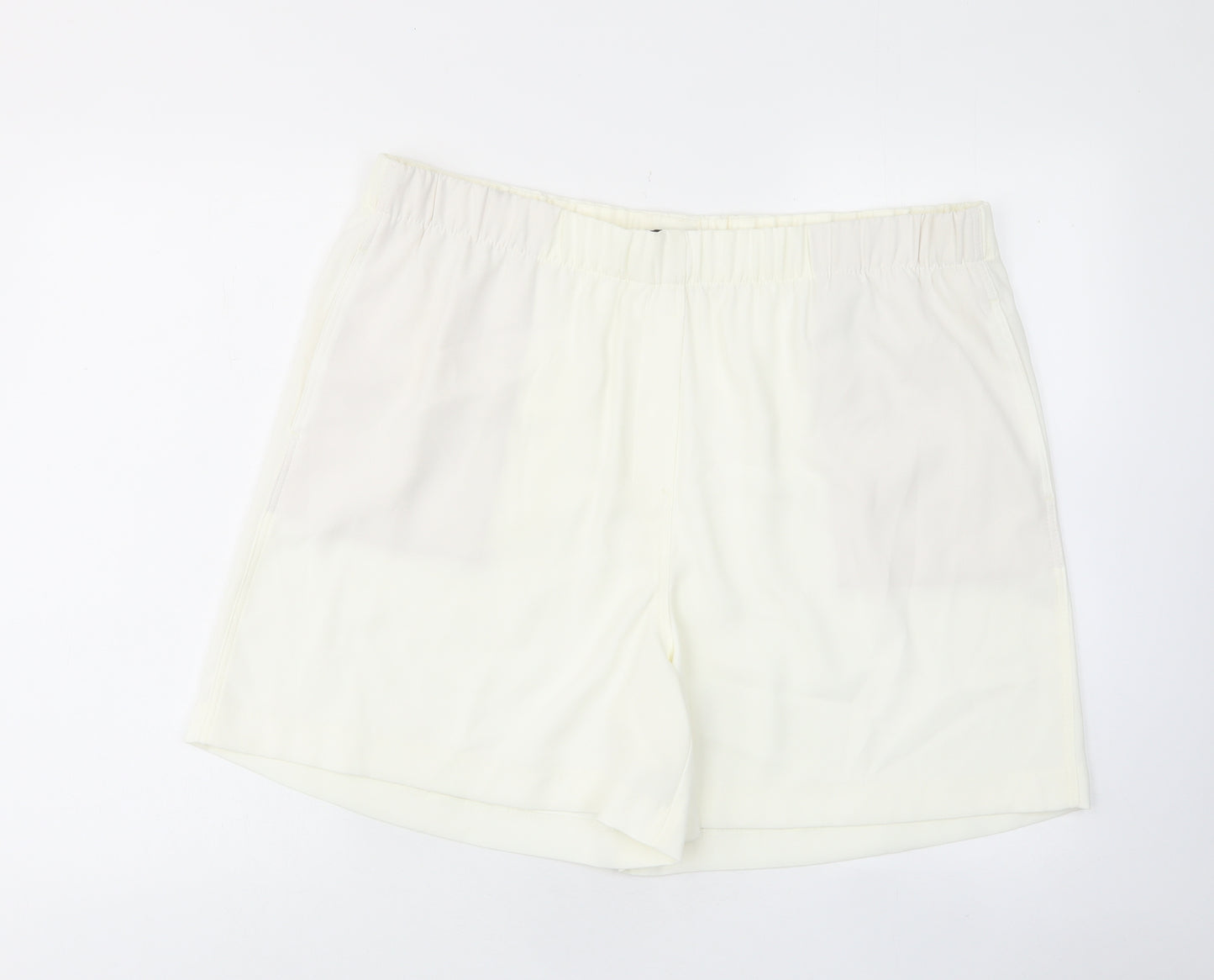 Marks and Spencer Womens Ivory Polyester Basic Shorts Size 20 L7 in Regular Pull On - Elastic waist, Pockets