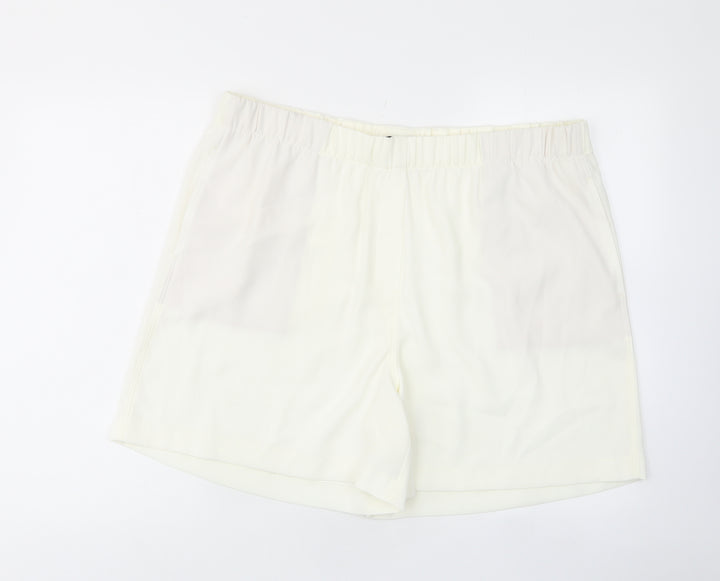 Marks and Spencer Womens Ivory Polyester Basic Shorts Size 20 L7 in Regular Pull On - Elastic waist, Pockets