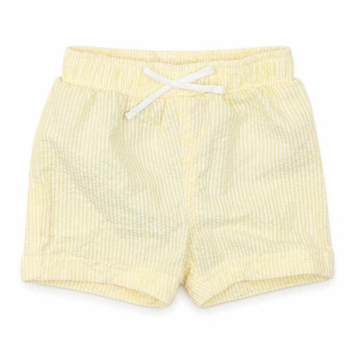 marks and Girls Yellow Plaid Cotton Cropped Trousers Size 3-6 Months Drawstring