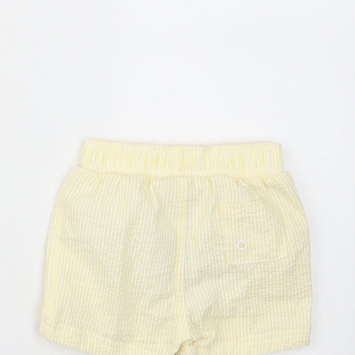 marks and Girls Yellow Plaid Cotton Cropped Trousers Size 3-6 Months Drawstring
