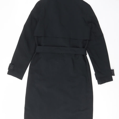 Marks and Spencer Womens Black Overcoat Jacket Size 8 Button - Pockets, Belted