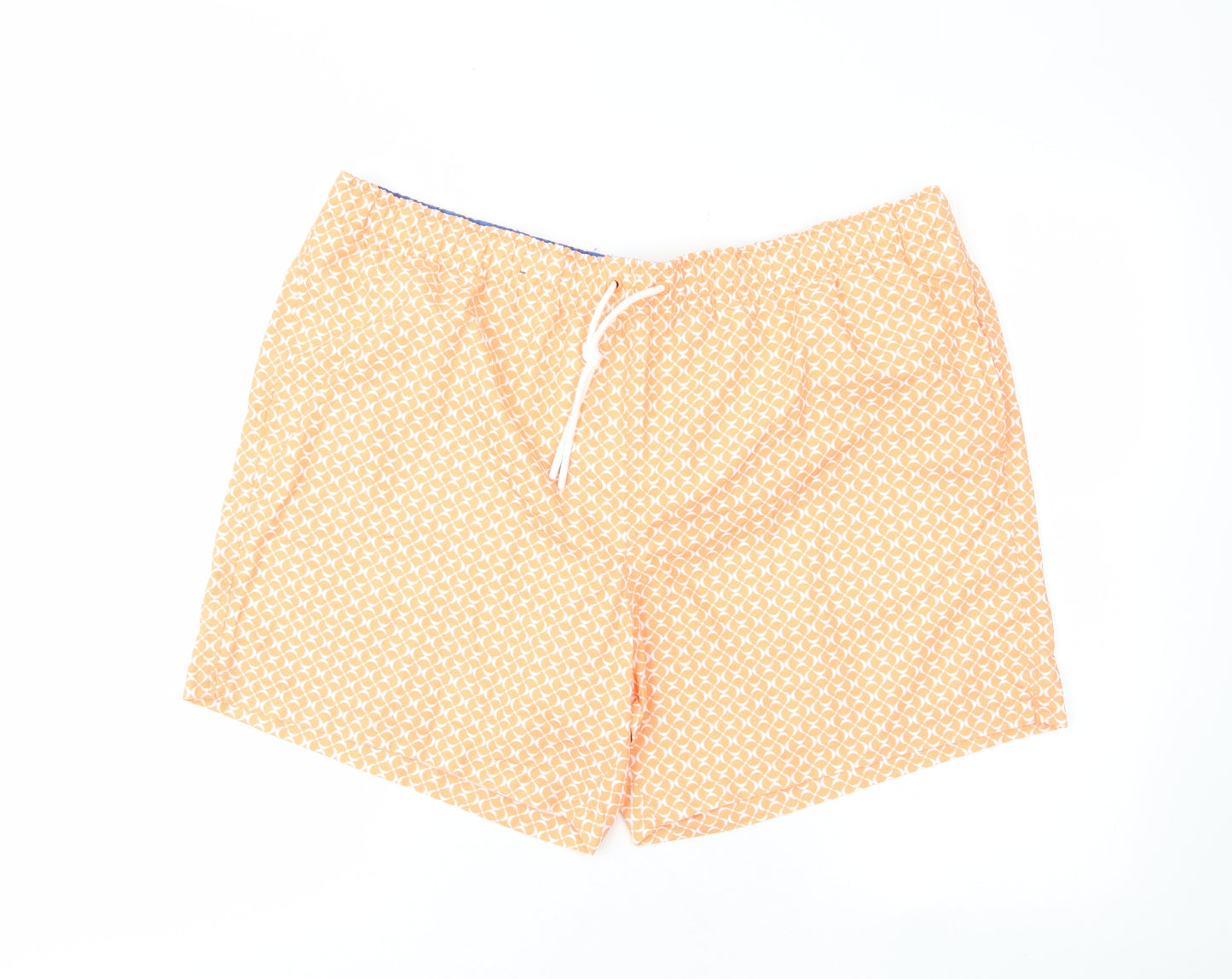 Marks and Spencer' Mens Orange Geometric Polyester Bermuda Shorts Size 2XL L7 in Regular Drawstring - Swim shorts