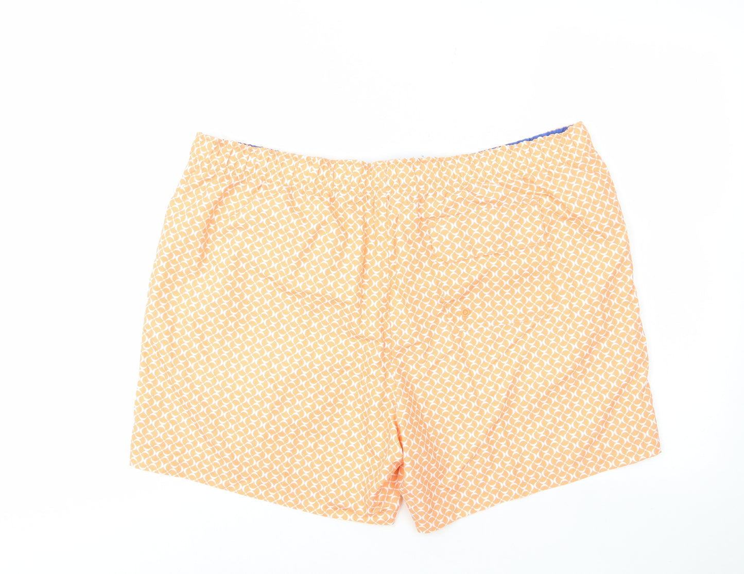 Marks and Spencer' Mens Orange Geometric Polyester Bermuda Shorts Size 2XL L7 in Regular Drawstring - Swim shorts