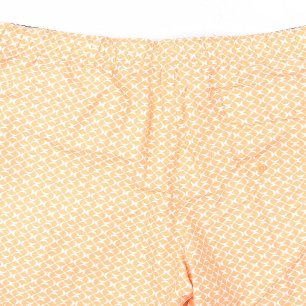 Marks and Spencer' Mens Orange Geometric Polyester Bermuda Shorts Size 2XL L7 in Regular Drawstring - Swim shorts