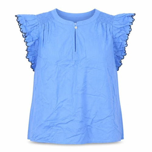 Per Una Womens Blue Cotton Basic Tank Size 10 Crew Neck - Frill, Pleated, Keyhole neckline