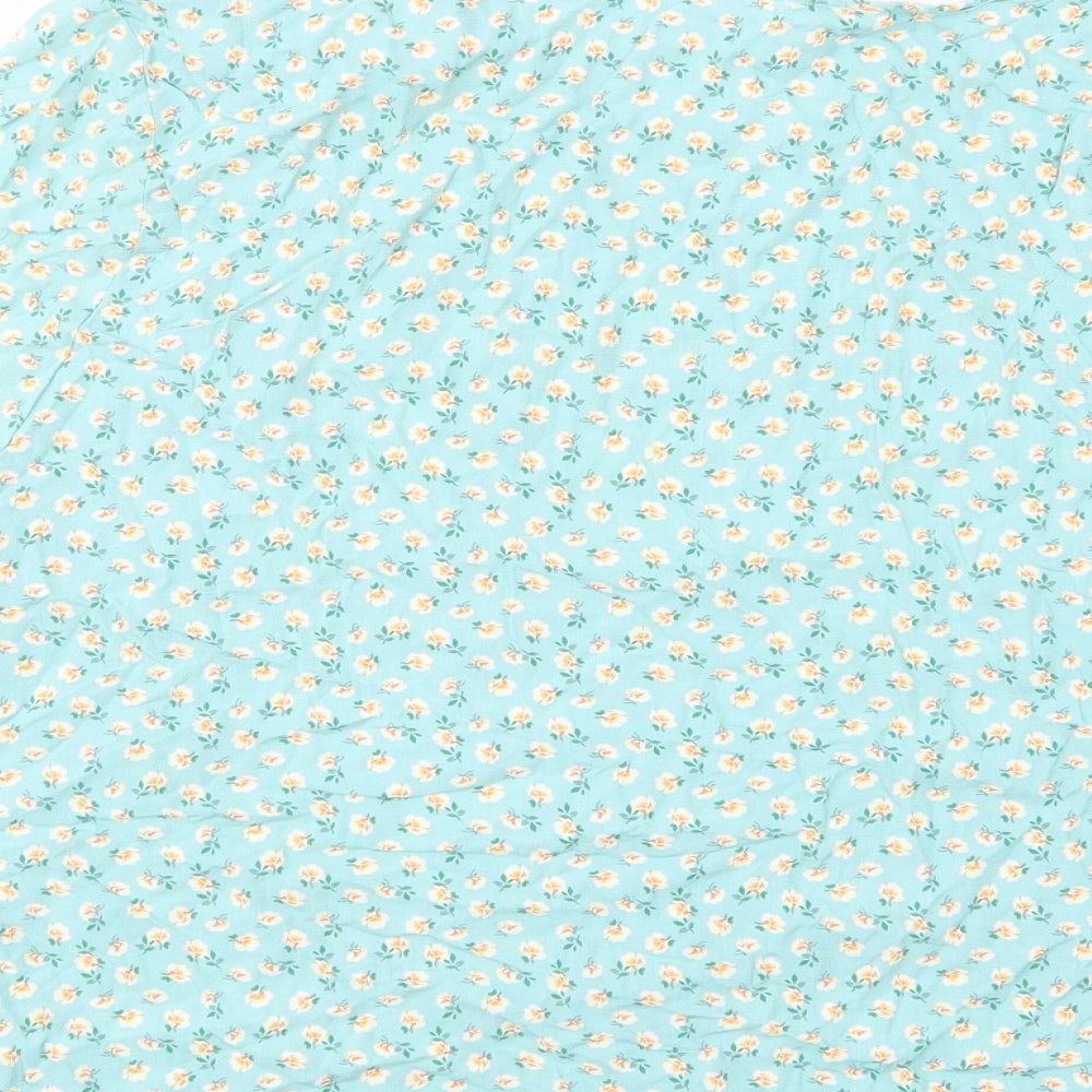 Marks and Spencer Womens Blue Floral Viscose Basic T-Shirt Size 22 Crew Neck - Pockets