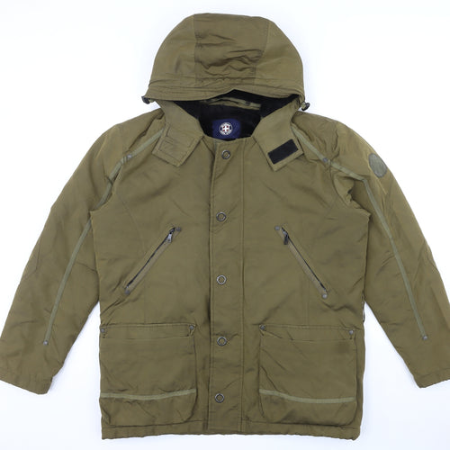 Strellson Mens Green Rain Coat Coat Size L Zip - Marks on front and back